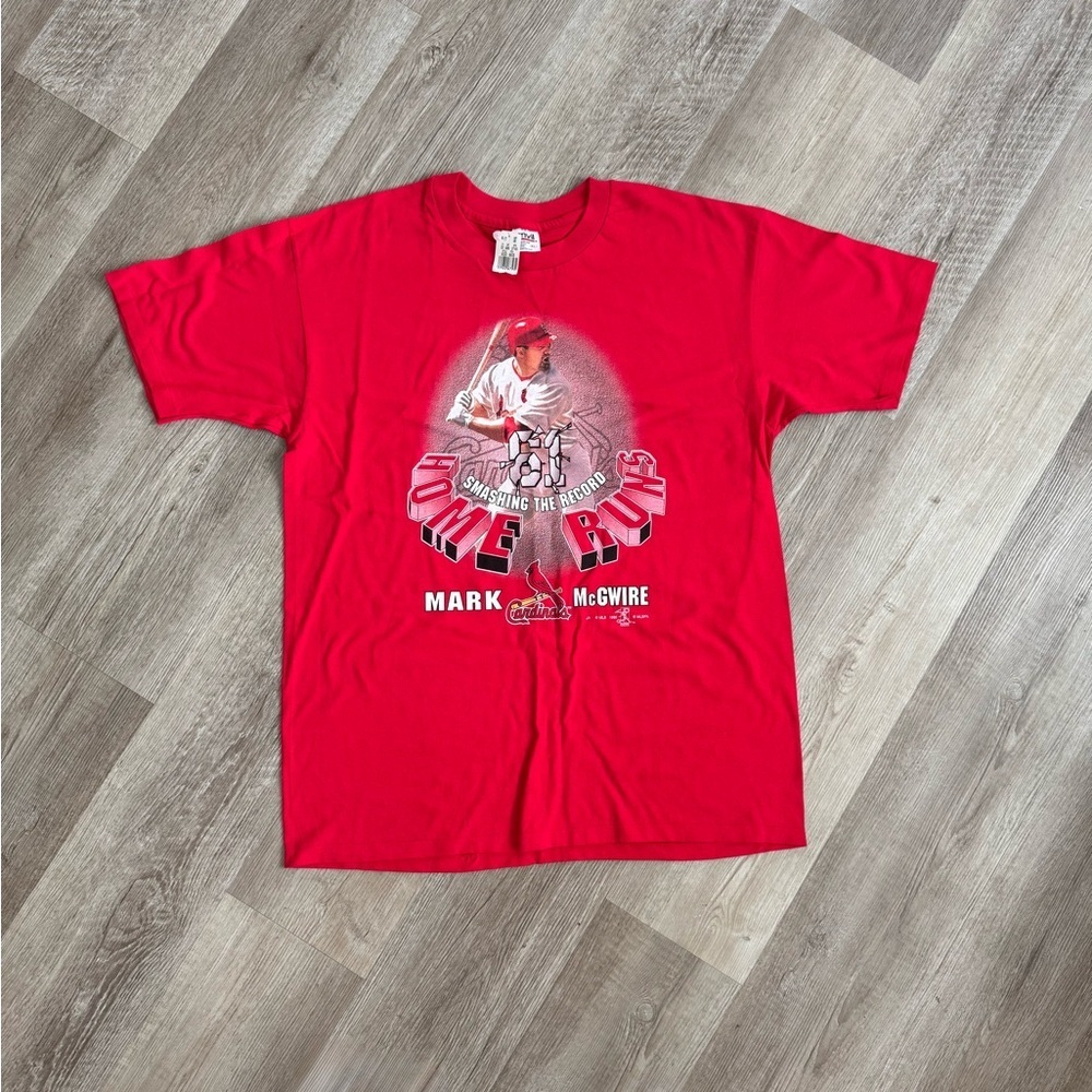 Vintage Mark McGuire 61 home run shirt Anvil Vivid Red Graphic Tee